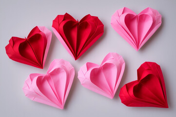 origami red heart on a white background