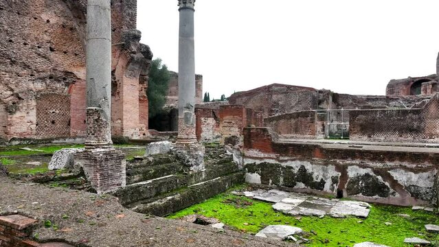 Villa Adriana of Hadrian's Villa in Tivoli, Rome Italy.

Vista aerea di Villa Adriana che comprende i resti archeologici di un complesso costruito dall'imperatore romano Adriano.