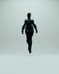 Black female abstract voluptuous sculpture mysterious paranormal figure body pose 3d illustration render digital rendering