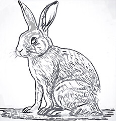 Oil paint close-up sketch of a rabbit