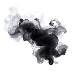 Black smoke on transparent png.