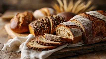 Tuinposter Whole and sliced breads © MdBaki