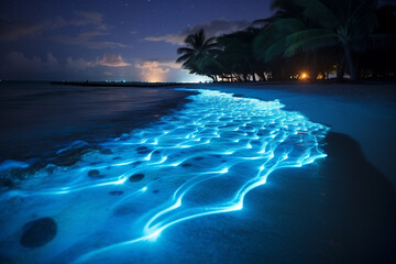 Bioluminescent waves in Vaadhoo Island, Maldives - Seas and oceans, mysterious natural phenomenon