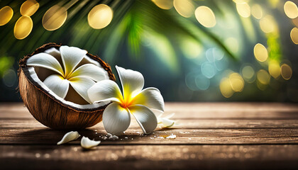 Kwiaty plumerii, hawajskie, tłop, generative ai