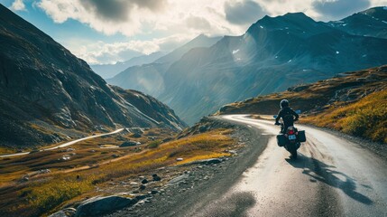 A motorcyclist turning a bend - obrazy, fototapety, plakaty