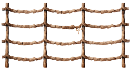 Rope fance isolated on white or transparent background