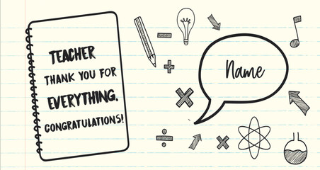 set of hand drawn teacher celebration art