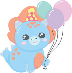 Blue Dinosaur With Balloons