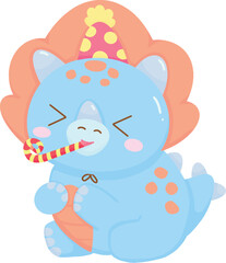 Blue Dinosaur With Party Blower