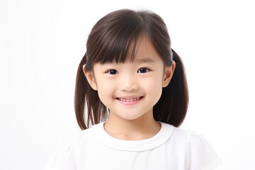 Asian smiling little girl portrait isolated on white Background