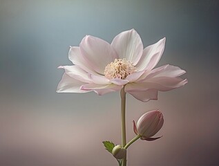 A fantasy softly graceful flower against a muted backdrop background