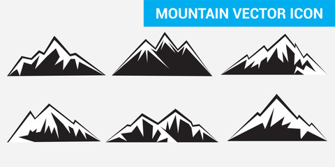 mountain silhouette, logo mountain icon, Set of mountain shapes isolated on white background. Vector illustration.