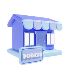 booked sign for shop 3d illustration