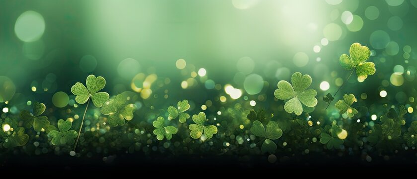 Green shamrock and glitter background