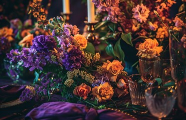 Fototapeta premium a table with flower arrangements on it