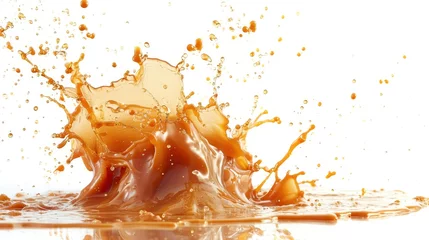 Fotobehang Delicious caramel splashes isolated on white background, cut out © Anamul Hasan