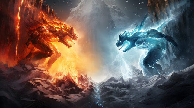 Ice and flame, the battle of the mythological titans