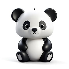 3D cartoon illustration, a relief sculpture of a panda bear in light colors