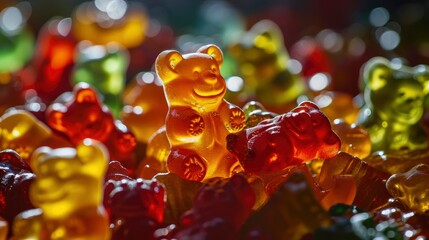 Vitamins for children, jelly gummy bears candy - obrazy, fototapety, plakaty