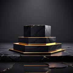 black geometric stone and rock shape background minimalist mockup for podium display