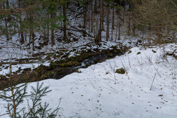 Winter in the Slovak Tatra Mountains full of snow.