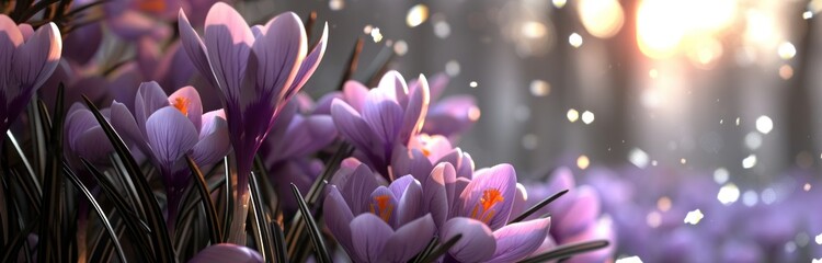 crocus flowers is bright and pink