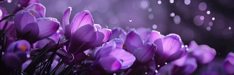 Fotobehang crocus flowers is bright and pink © olegganko