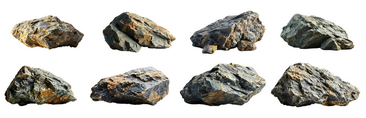 Set of Rock isolated on transparent background - obrazy, fototapety, plakaty