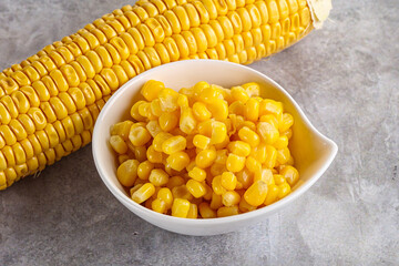 Marinated corn in the bowl