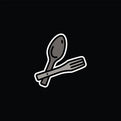 Original vector illustration. The contour icon of a camping spoon and fork.