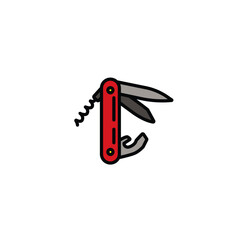 Original vector illustration. The contour icon of a hiking penknife.