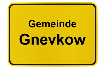 Illustration eines Ortsschildes der Gemeinde Gnevkow in Mecklenburg-Vorpommern