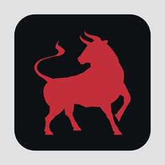 Black icon with a bull. Vector on a gray background