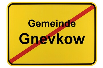 Illustration eines Ortsschildes der Gemeinde Gnevkow in Mecklenburg-Vorpommern