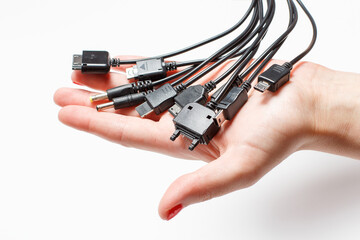 Many different connectors in the hand