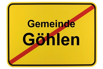 Illustration eines Ortsschildes der Gemeinde Göhlen in Mecklenburg-Vorpommern