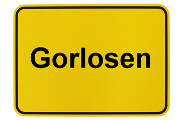 Illustration eines Ortsschildes der Gemeinde Gorlosen in Mecklenburg-Vorpommern