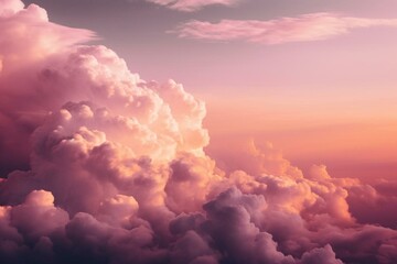 Fluffy pink clouds in the sky. Generative AI - obrazy, fototapety, plakaty