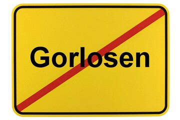 Illustration eines Ortsschildes der Gemeinde Gorlosen in Mecklenburg-Vorpommern