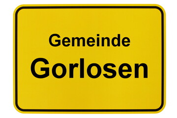 Illustration eines Ortsschildes der Gemeinde Gorlosen in Mecklenburg-Vorpommern