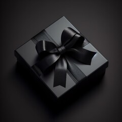 black gift box with ribbon