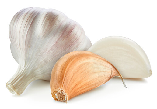 Organic garlic isolated on white background