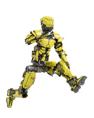 robot soldier is jumping