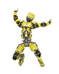 robot soldier is falling down