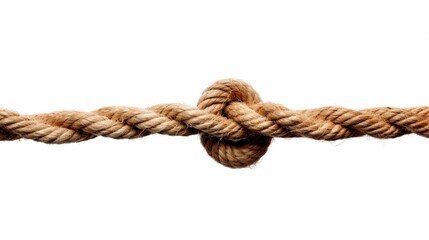 The knot on the rope on an isolated white - obrazy, fototapety, plakaty