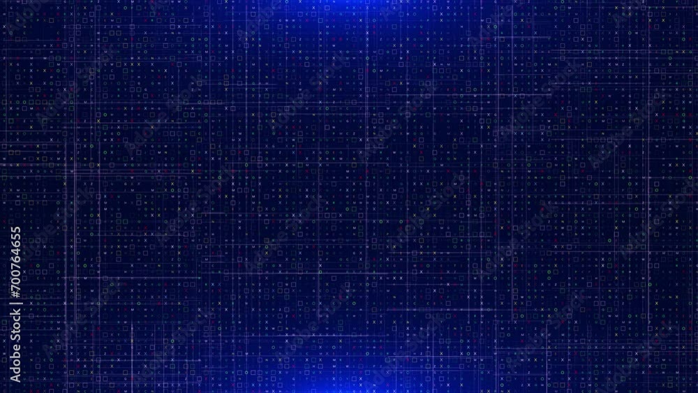 Poster 4k blue digital grid abstract background network grid perspective motion graphic background. technol
