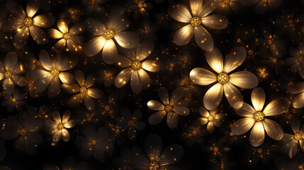 golden christmas background with flowers. generative ai