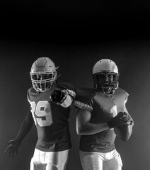 Two American football players Mockup for bookmaker ads with copy space. Mockup for betting...