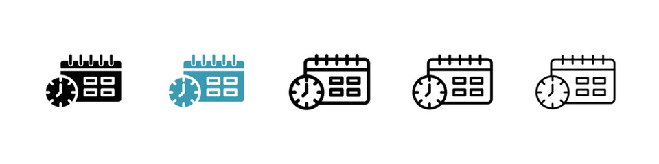 Schedule vector illustration set. Agenda deadline calendar icon. Meeting appointment calendar symbol for UI designs. - obrazy, fototapety, plakaty