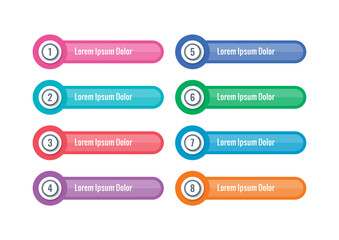 eight steps bar banner template. horizontal bar banner set